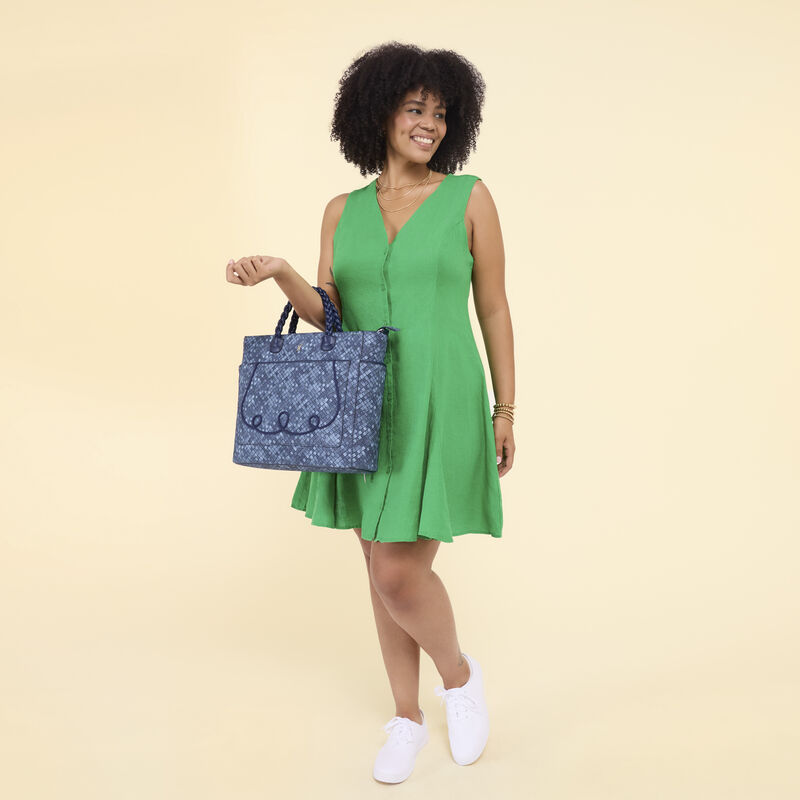 loungefly Loungefly Faux Denim Convertible Backpack & Tote Crossbody Bag