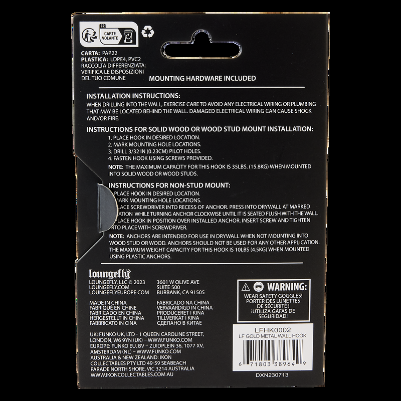 Loungefly Loungefly Gold Metal Display Wall Hook