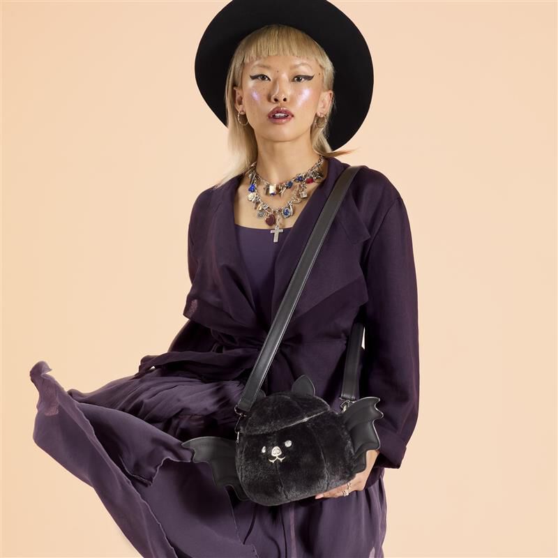 loungefly Loungefly Plush Bat Figural Crossbody Bag