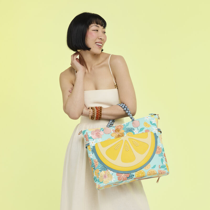 loungefly Loungefly Tropical Lemon Floral Convertible Backpack & Tote Crossbody Bag