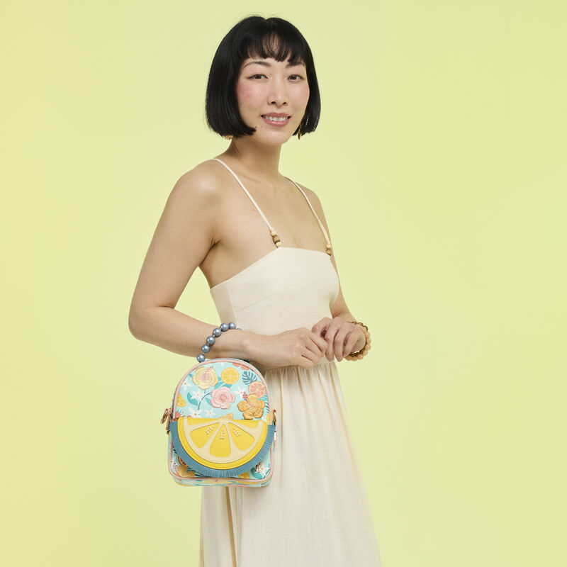 loungefly Loungefly Tropical Lemon Floral Convertible Mini Backpack & Crossbody Bag