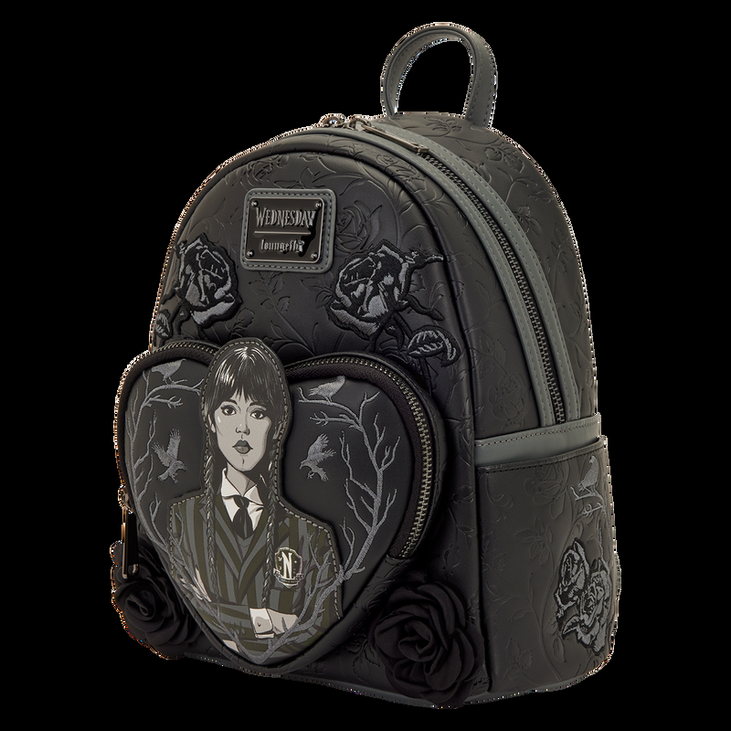 Loungefly Wednesday Black Roses Mini Backpack