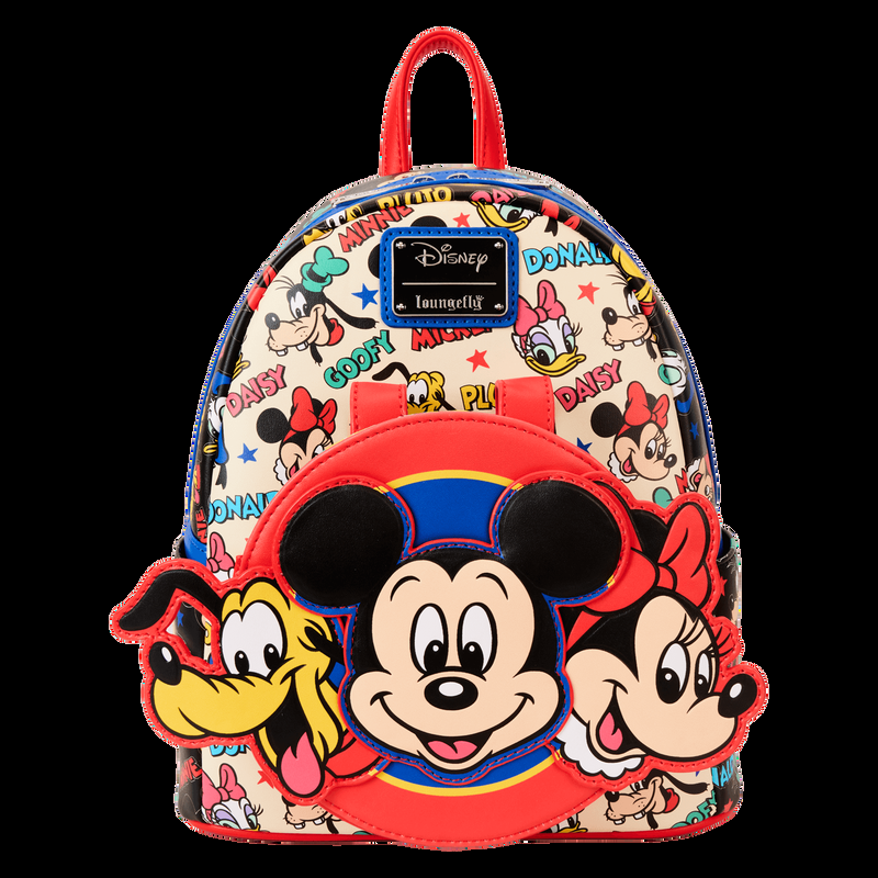 Loungefly Mickey & Friends Classic All-Over Print Mini Backpack With Ear Headband