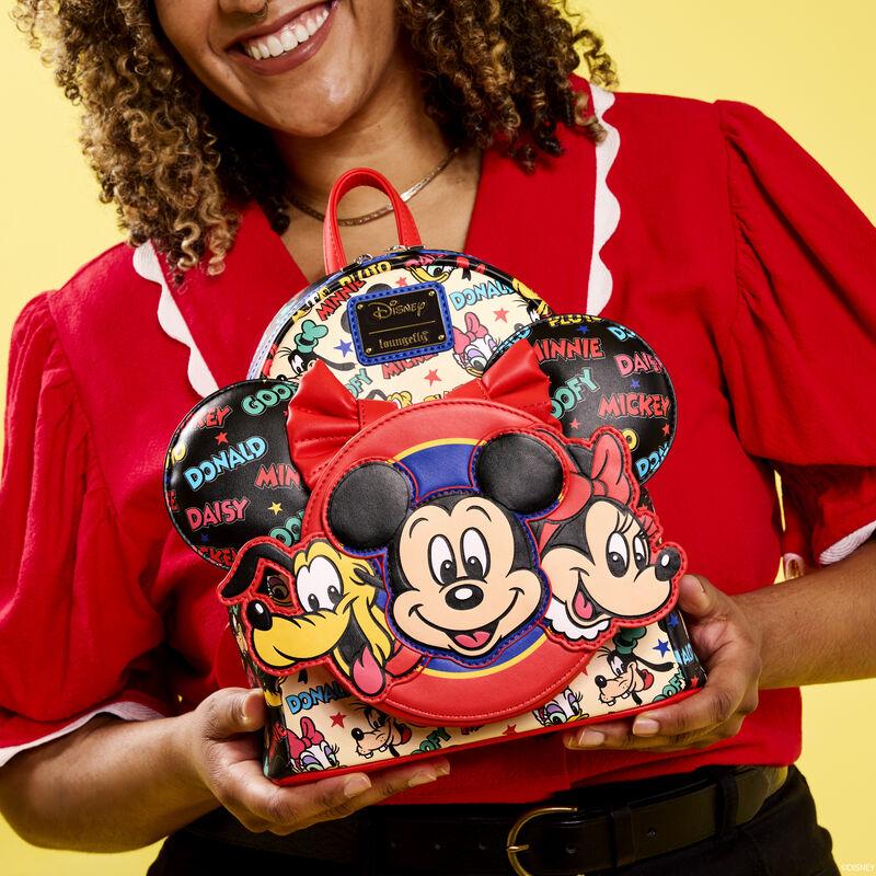 loungefly Mickey & Friends Classic All-Over Print Mini Backpack With Ear Headband