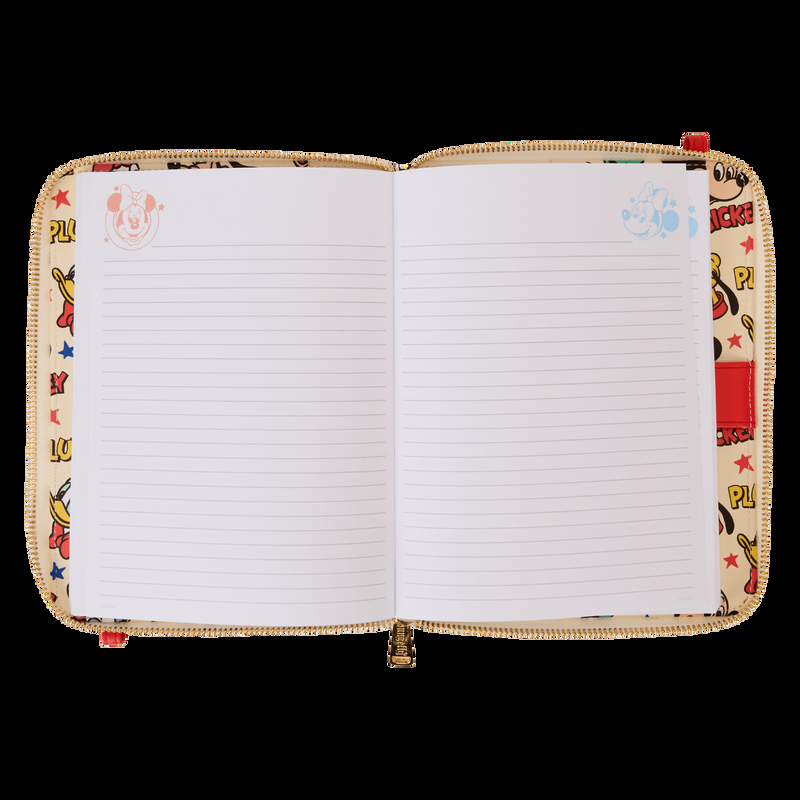 Loungefly Mickey & Friends Classic All-Over Print Refillable Stationery Zip Around Crossbody Journal