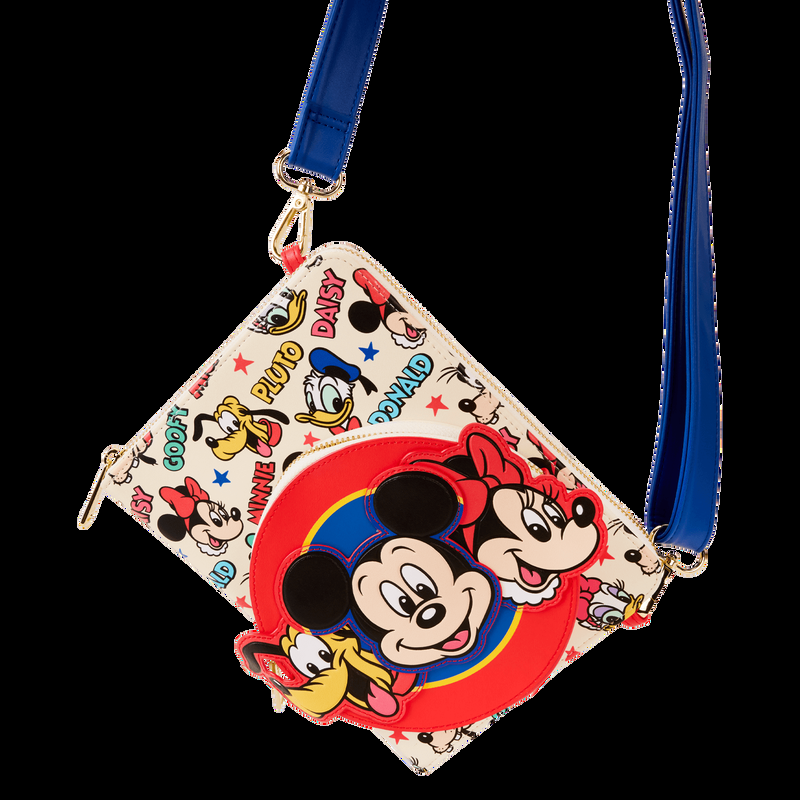 Loungefly Mickey & Friends Classic All-Over Print Refillable Stationery Zip Around Crossbody Journal