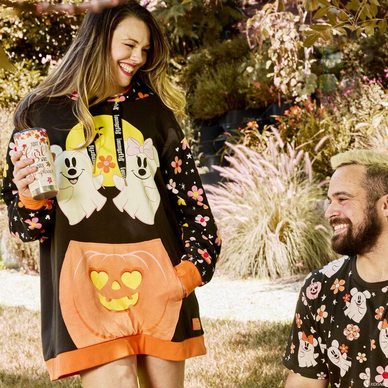 loungefly Mickey & Minnie Floral Ghost Glow Unisex Hoodie