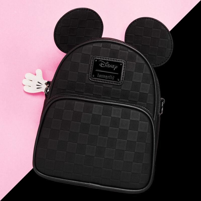 loungefly Mickey Mouse Checkered Texture Convertible Mini Backpack & Crossbody Bag