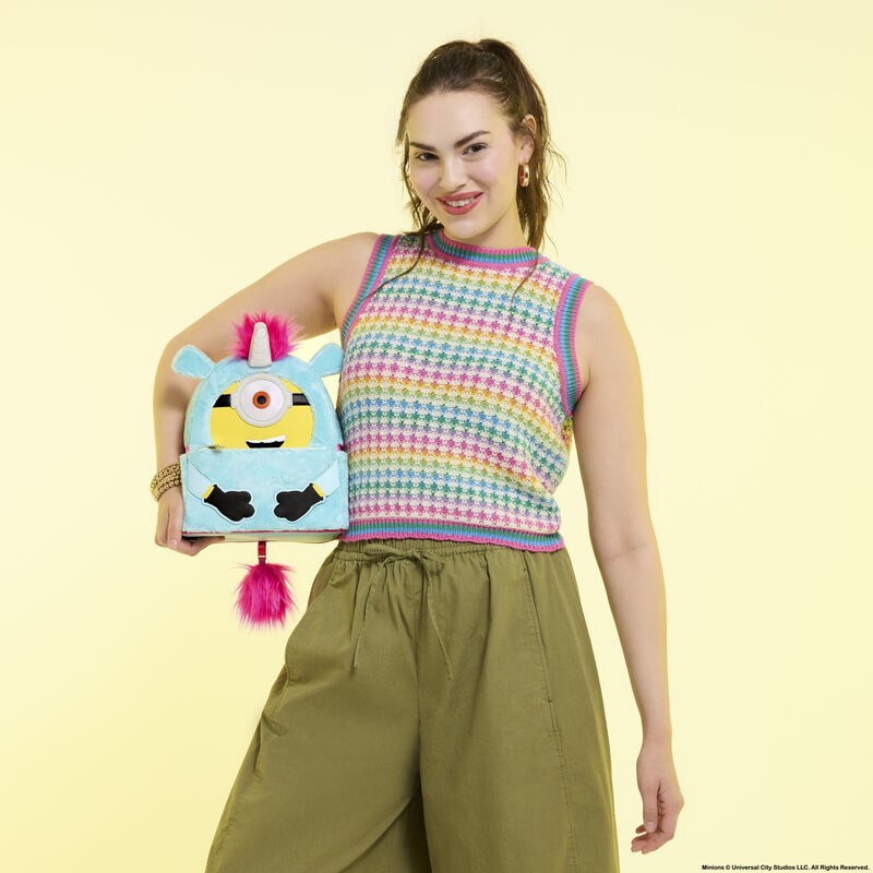 loungefly Minions Fluffy Unicorn Exclusive Costume Plush Mini Backpack