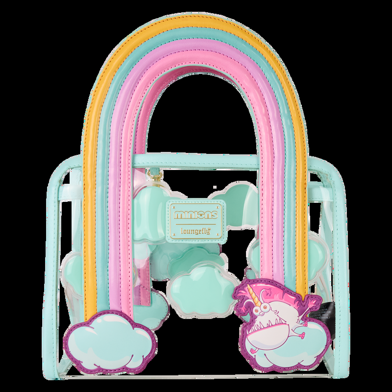 Loungefly Minions Fluffy Unicorn Rainbow Clear Mini Tote Crossbody Bag