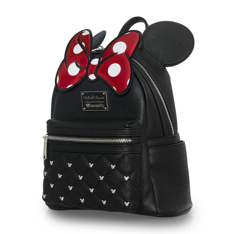 loungefly Minnie Mouse Classic Bow Quilted Texture Ear Mini Backpack