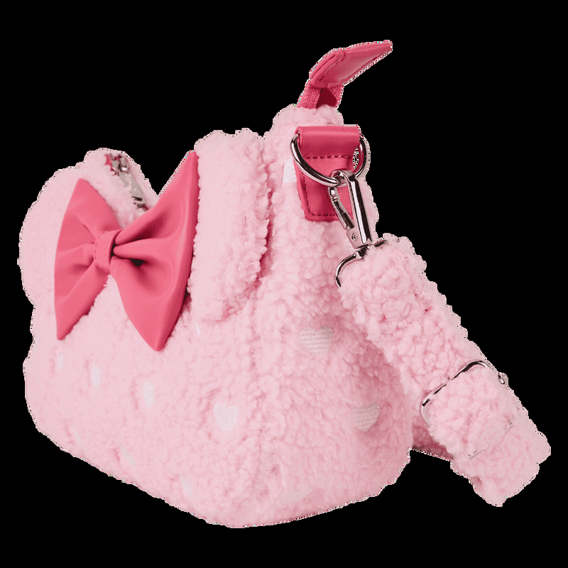 Loungefly Minnie Mouse Exclusive Hearts Strawberry Scented Sherpa Crossbody Bag
