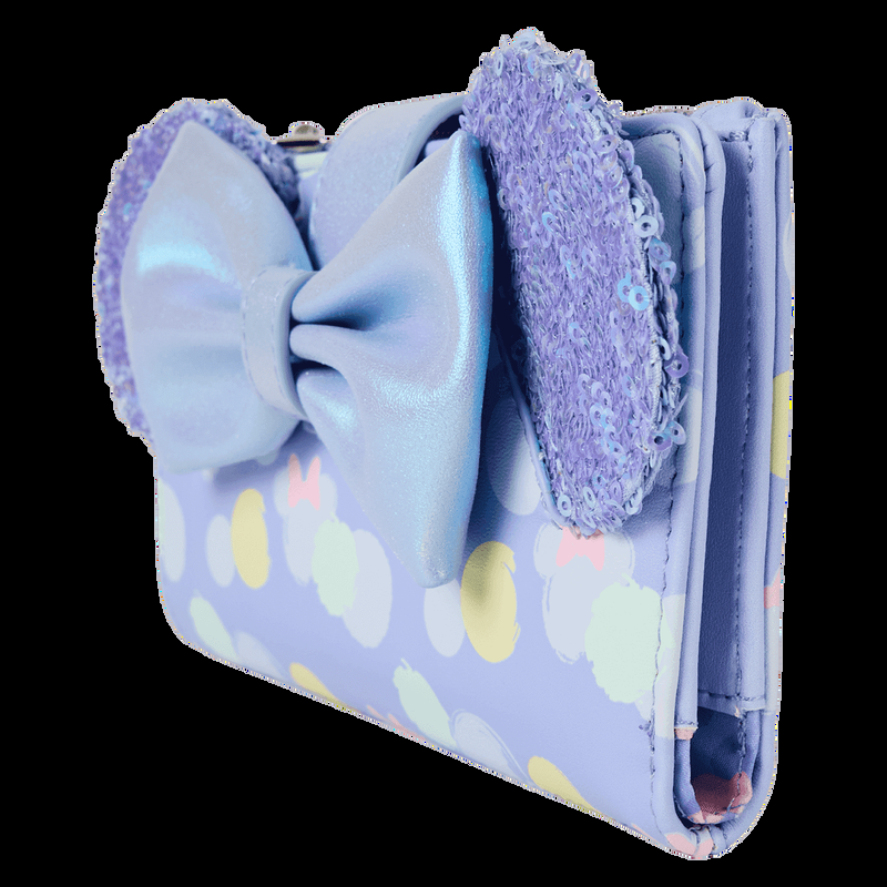Loungefly Minnie Mouse Exclusive Iridescent All-Over Print Sequin Ear Flap Wallet
