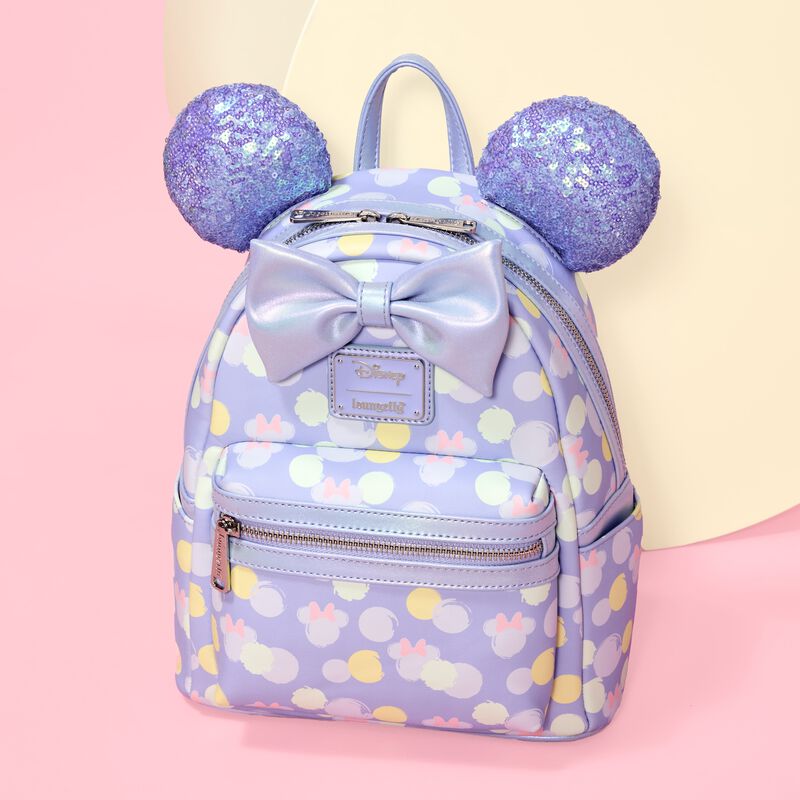 loungefly Minnie Mouse Exclusive Iridescent All-Over Print Sequin Ear Mini Backpack