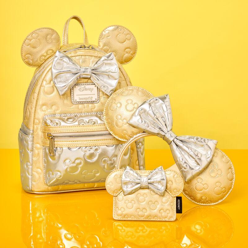 Loungefly Minnie Mouse Exclusive Metallic Gold & Silver Quilted Mini Backpack