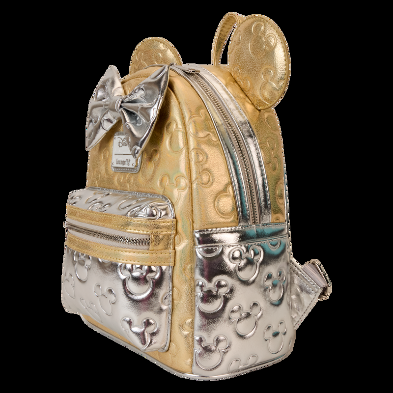 Loungefly Minnie Mouse Exclusive Metallic Gold & Silver Quilted Mini Backpack