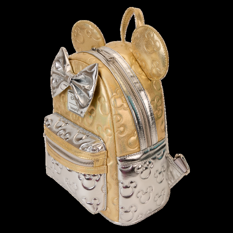 Loungefly Minnie Mouse Exclusive Metallic Gold & Silver Quilted Mini Backpack