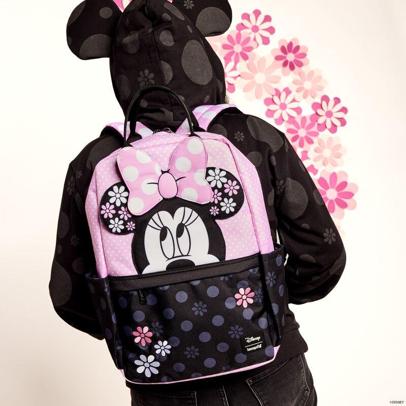 loungefly Minnie Mouse Floral Rock The Dots Full-Size Backpack