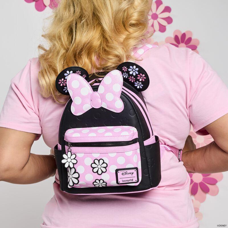 loungefly Minnie Mouse Floral Rock The Dots Mini Backpack