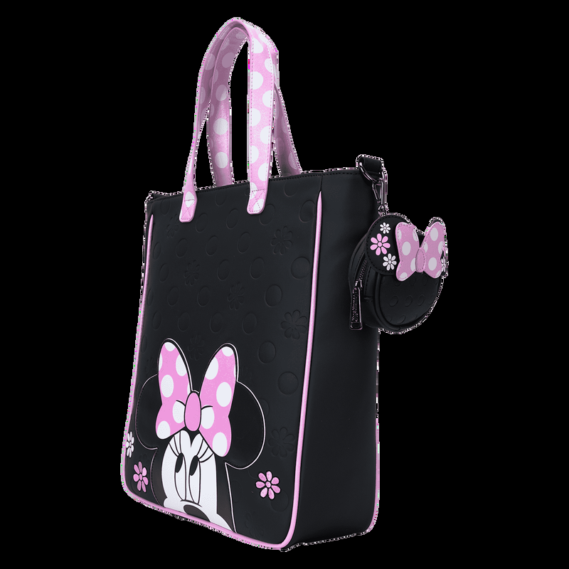 Loungefly Minnie Mouse Floral Rock The Dots Tote Crossbody Bag With Coin Bag