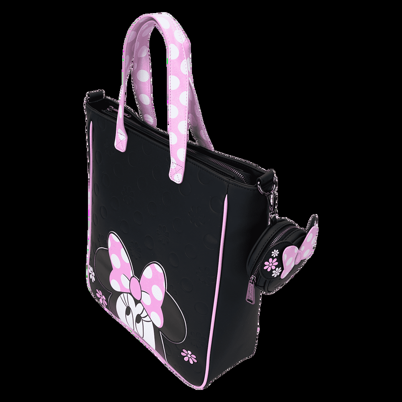 Loungefly Minnie Mouse Floral Rock The Dots Tote Crossbody Bag With Coin Bag