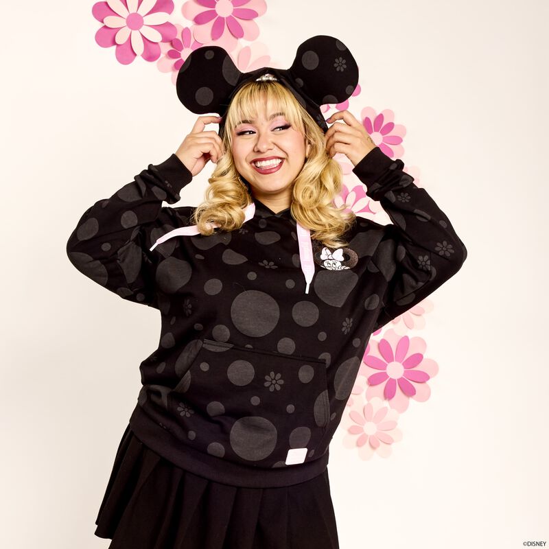 loungefly Minnie Mouse Floral Rock The Dots Unisex Hoodie