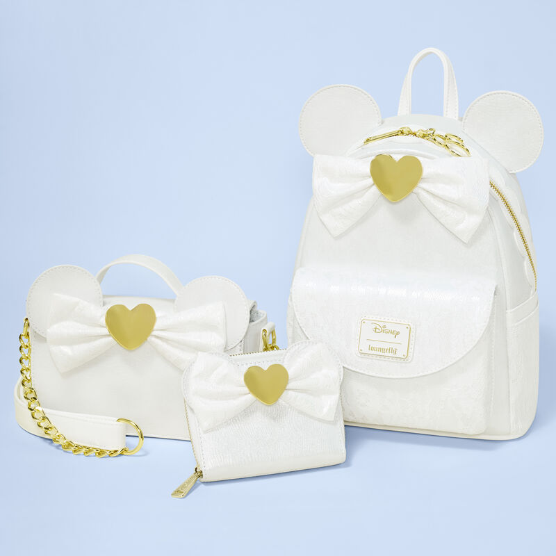 Loungefly Minnie Mouse Iridescent Lace Wedding Crossbody Bag