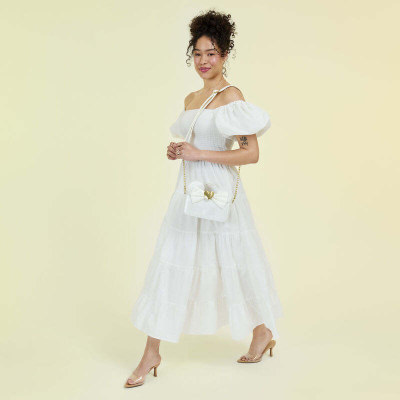 loungefly Minnie Mouse Iridescent Lace Wedding Crossbody Bag