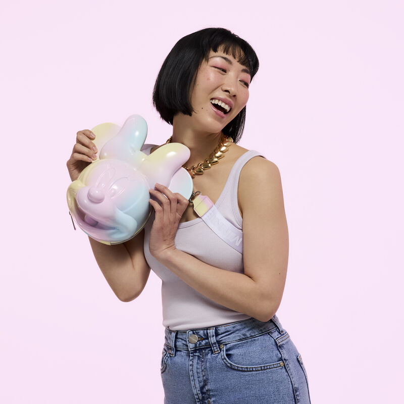 loungefly Minnie Mouse Pastel Tie-Dye Molded Figural Crossbody Bag