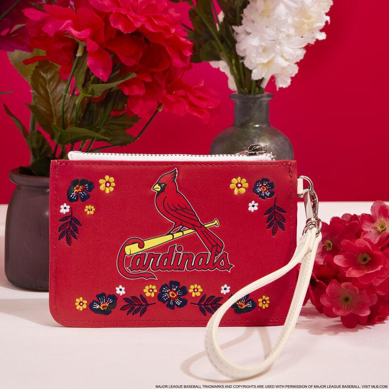 loungefly MLB St. Louis Cardinals Floral Card Holder Wristlet Clutch
