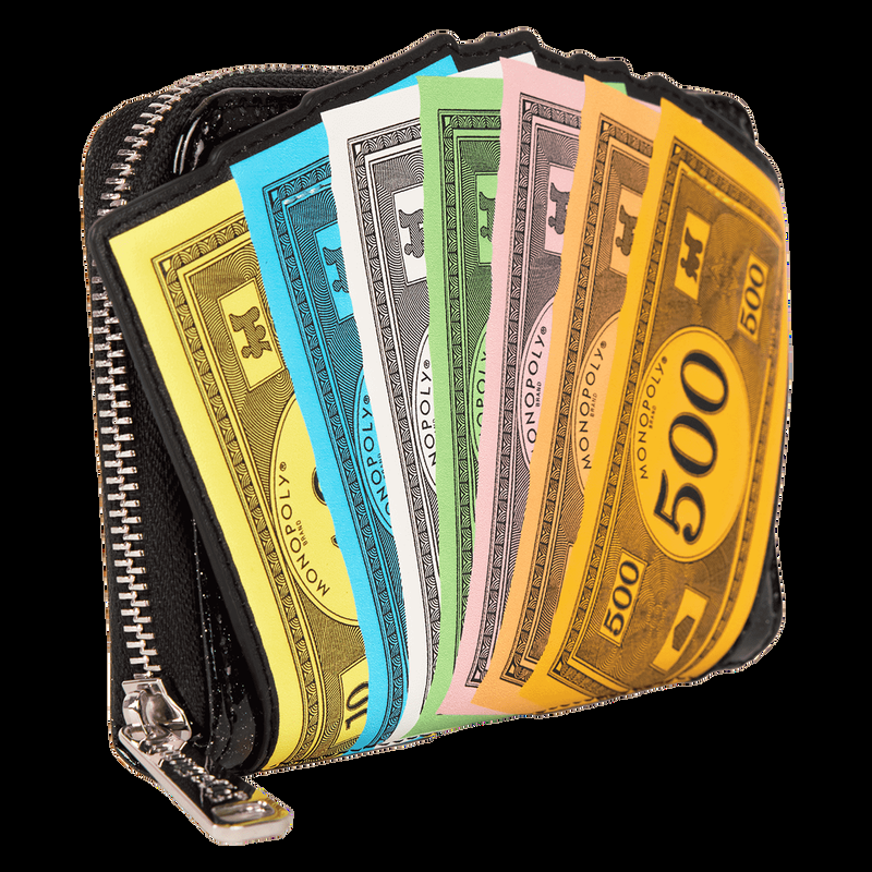 Loungefly Monopoly 90th Anniversary Money Glitter Zip Around Wallet