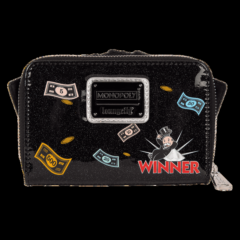 Loungefly Monopoly 90th Anniversary Money Glitter Zip Around Wallet