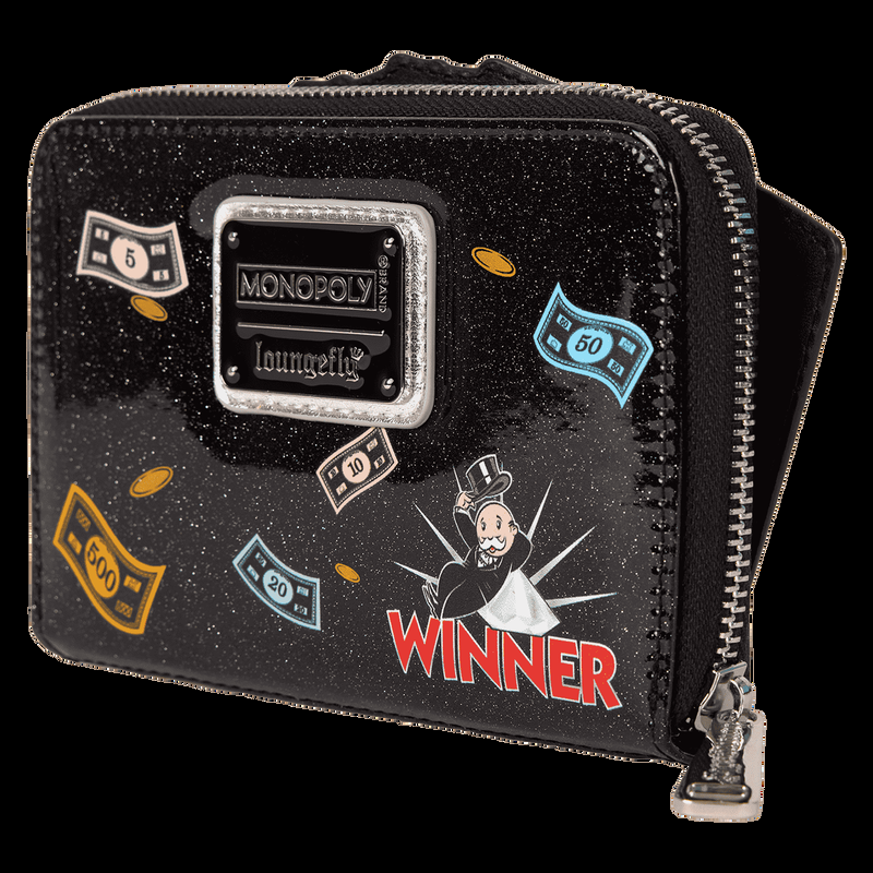 Loungefly Monopoly 90th Anniversary Money Glitter Zip Around Wallet