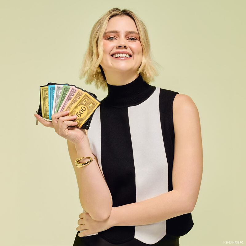 loungefly Monopoly 90th Anniversary Money Glitter Zip Around Wallet