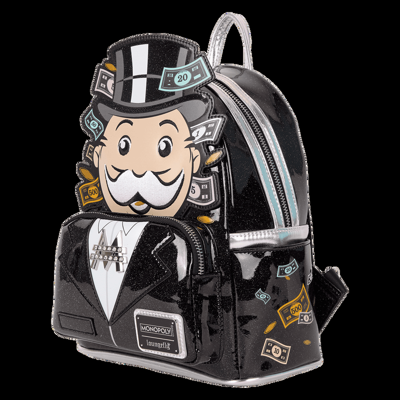 Loungefly Monopoly 90th Anniversary Pennybags Glitter Cosplay Mini Backpack