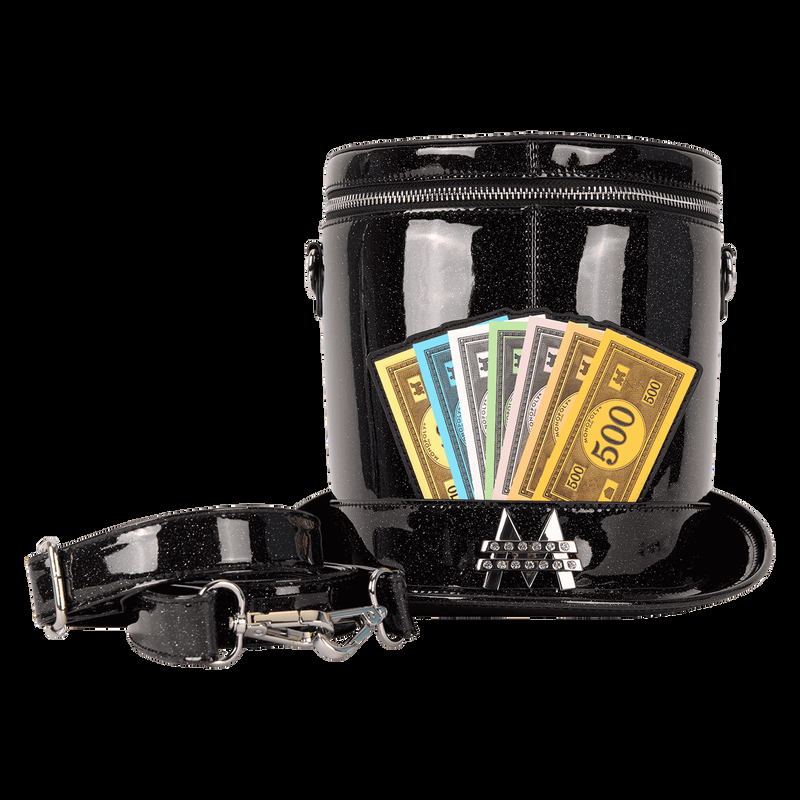 Loungefly Monopoly 90th Anniversary Top Hat Glitter Figural Crossbody Bag
