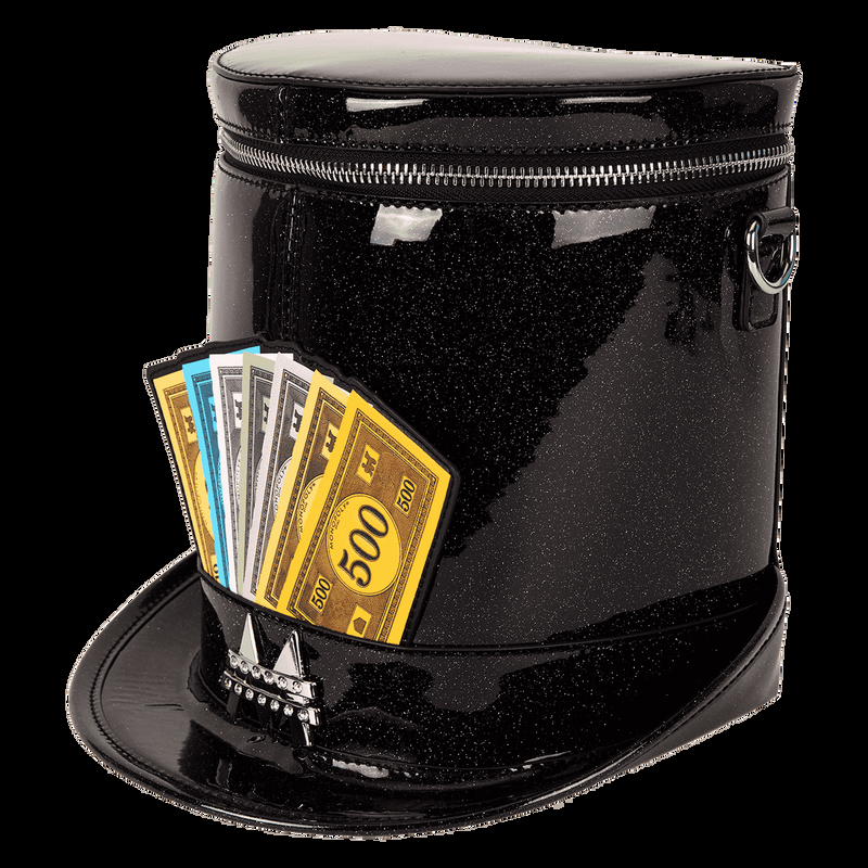 Loungefly Monopoly 90th Anniversary Top Hat Glitter Figural Crossbody Bag