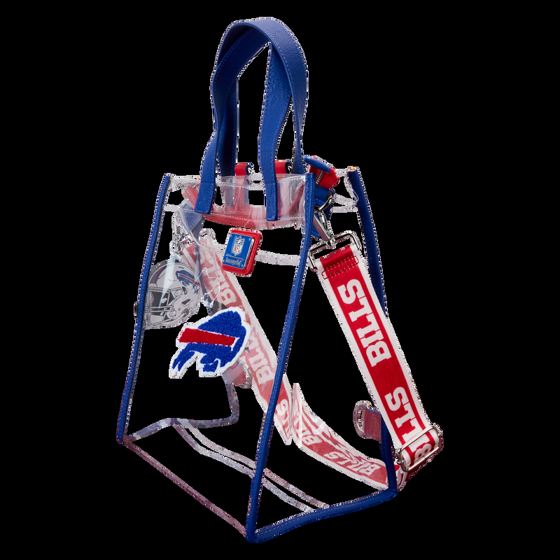 Loungefly NFL Buffalo Bills Clear Convertible Backpack & Tote Crossbody Stadium Bag