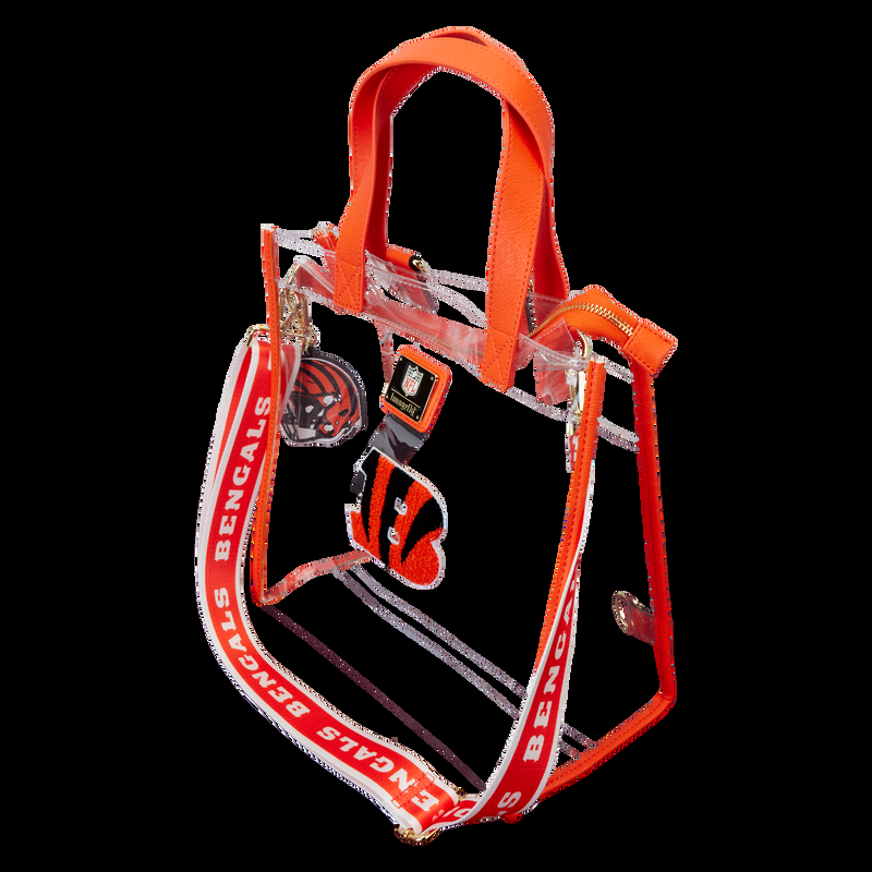 Loungefly NFL Cincinnati Bengals Clear Convertible Backpack & Tote Crossbody Stadium Bag