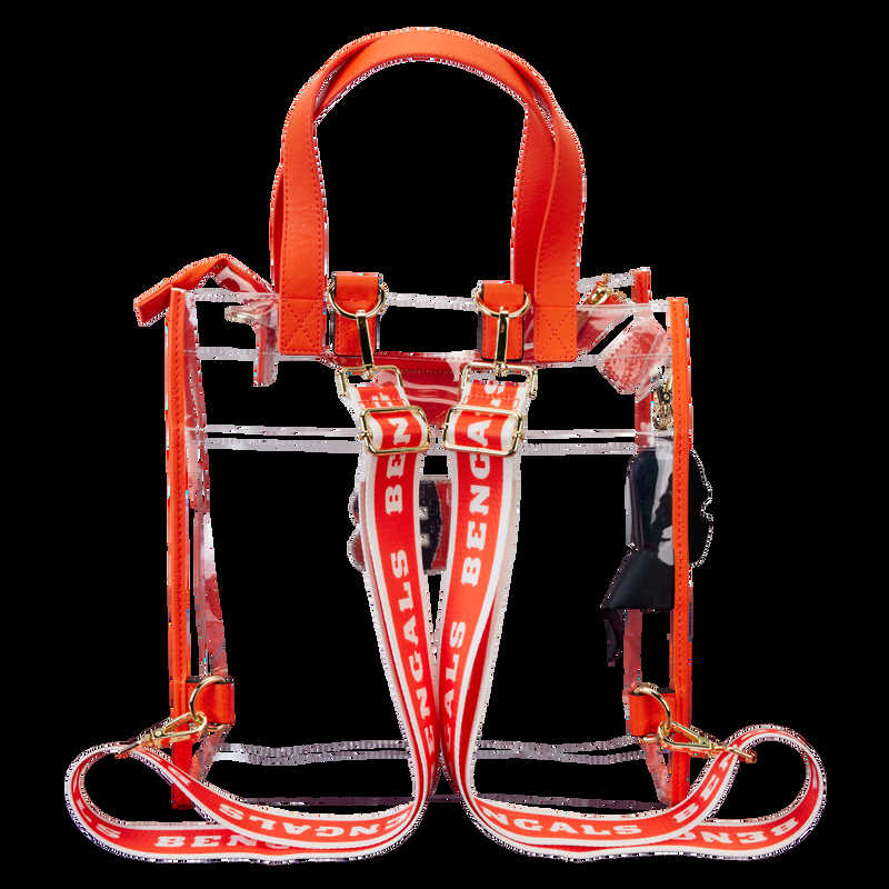 Loungefly NFL Cincinnati Bengals Clear Convertible Backpack & Tote Crossbody Stadium Bag