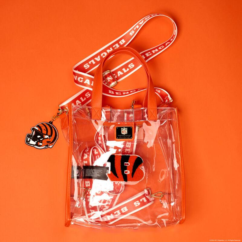 loungefly NFL Cincinnati Bengals Clear Convertible Backpack & Tote Crossbody Stadium Bag