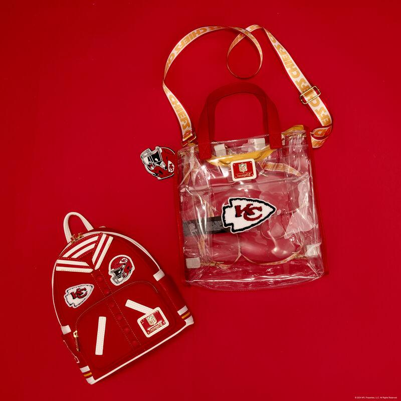 Loungefly NFL Kansas City Chiefs Clear Convertible Backpack & Tote Crossbody Stadium Bag