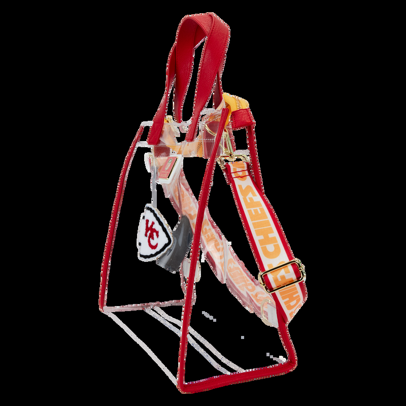 Loungefly NFL Kansas City Chiefs Clear Convertible Backpack & Tote Crossbody Stadium Bag