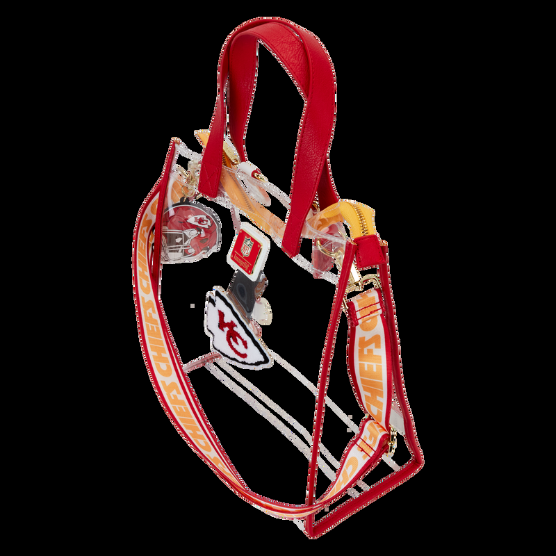 Loungefly NFL Kansas City Chiefs Clear Convertible Backpack & Tote Crossbody Stadium Bag