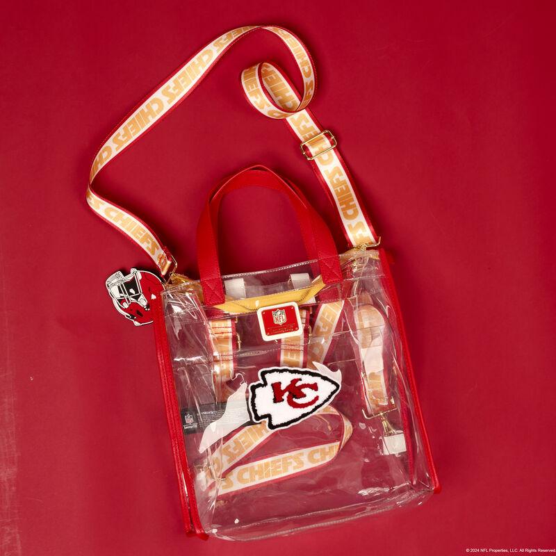 loungefly NFL Kansas City Chiefs Clear Convertible Backpack & Tote Crossbody Stadium Bag