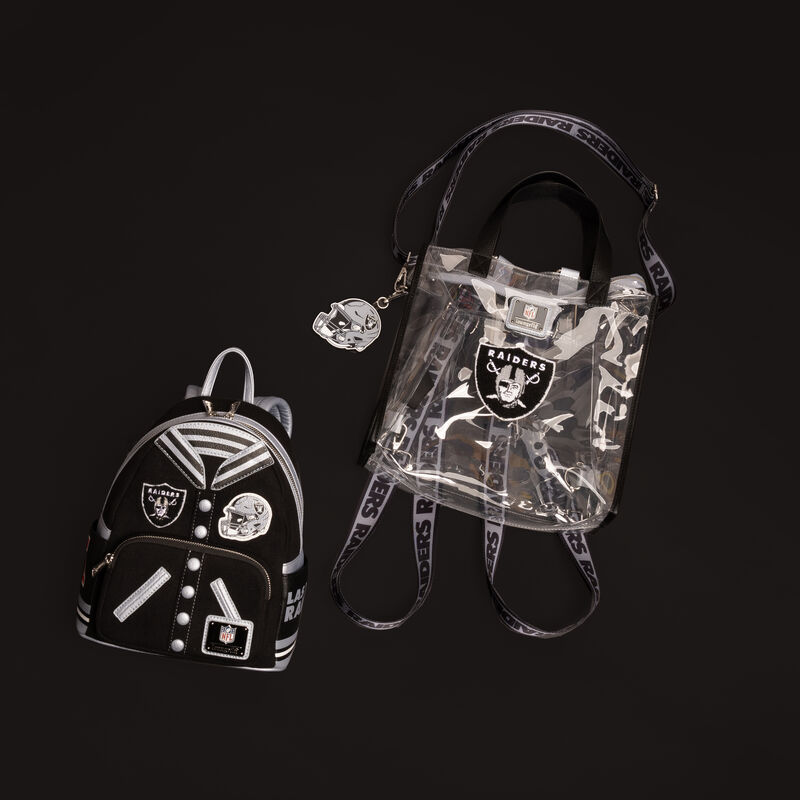 Loungefly NFL Las Vegas Raiders Clear Convertible Backpack & Tote Crossbody Stadium Bag