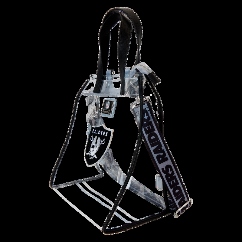 Loungefly NFL Las Vegas Raiders Clear Convertible Backpack & Tote Crossbody Stadium Bag