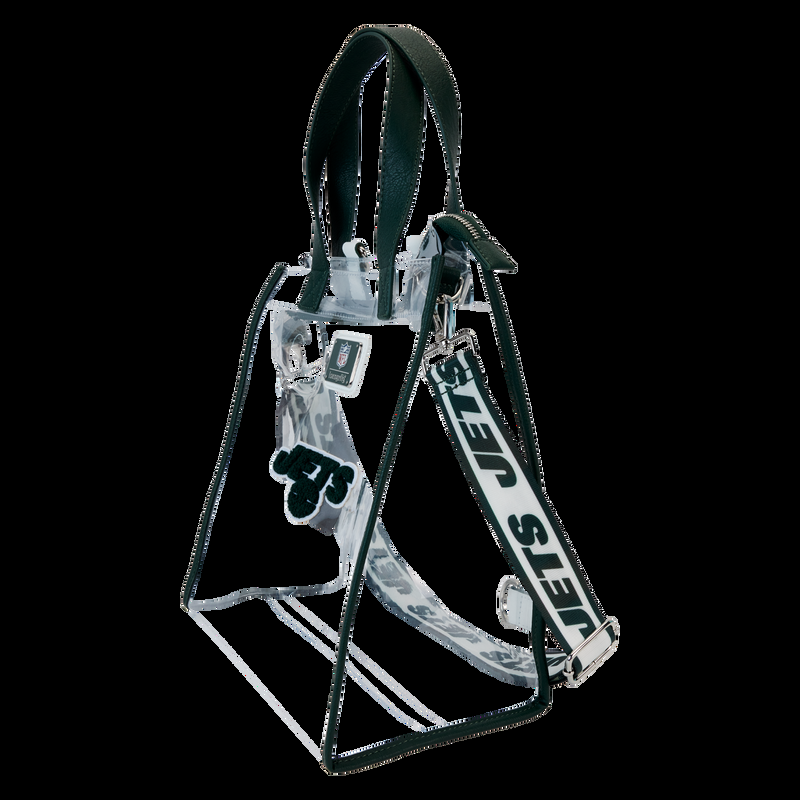 Loungefly NFL New York Jets Clear Convertible Backpack & Tote Crossbody Stadium Bag