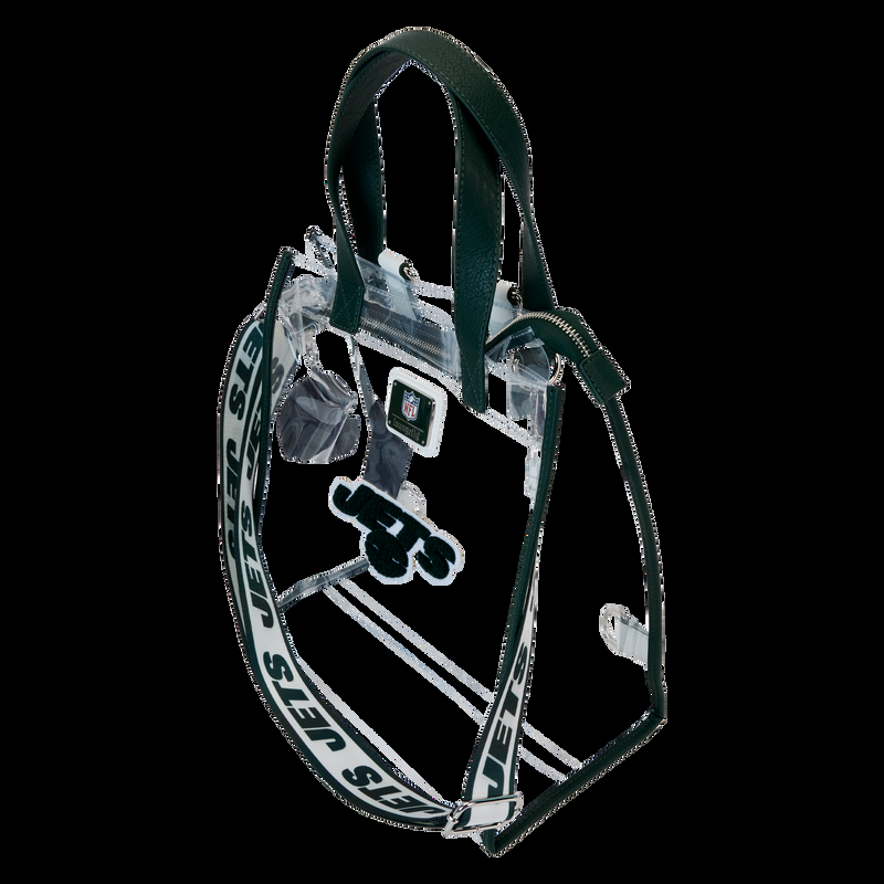 Loungefly NFL New York Jets Clear Convertible Backpack & Tote Crossbody Stadium Bag