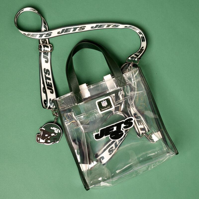 loungefly NFL New York Jets Clear Convertible Backpack & Tote Crossbody Stadium Bag